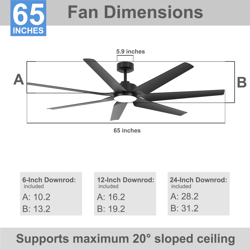 Smart 65" Modern 7-blade Ceiling Fan With Dimmable Led Light,  Dc Motor,3 Adjustable Color Temperatures ,perfect For Living Rooms, Bedrooms, And Outdoor Patios