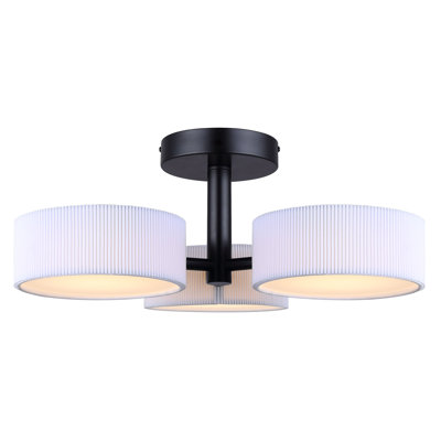 Gid 21.13 In. 3 Light Integrated LED Black Modern Semi Flush