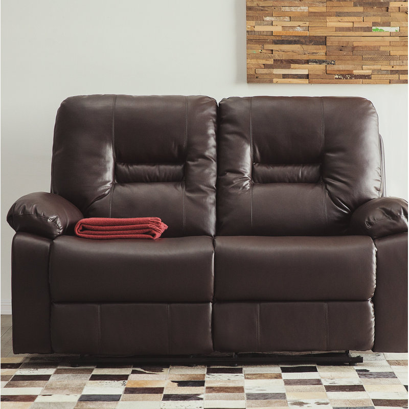 Bergen Faux Leather Reclining Loveseat, Brown