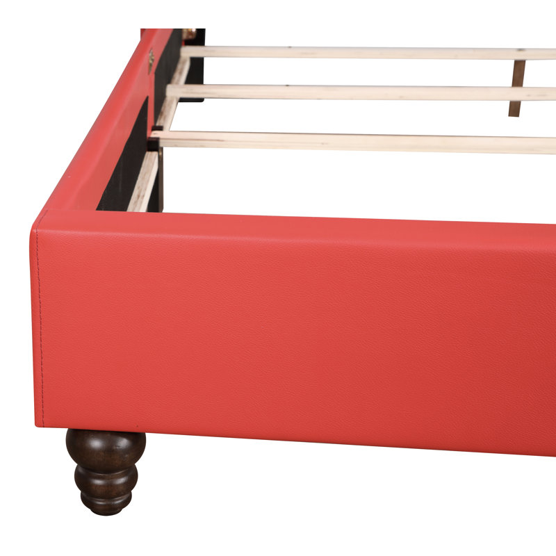 Ashe Upholstered Low Profile Standard Bed, Full/Double, Red