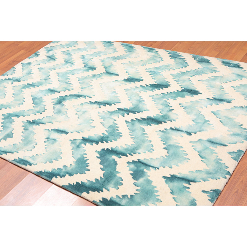 Tapis beige en laine touffeté fait main