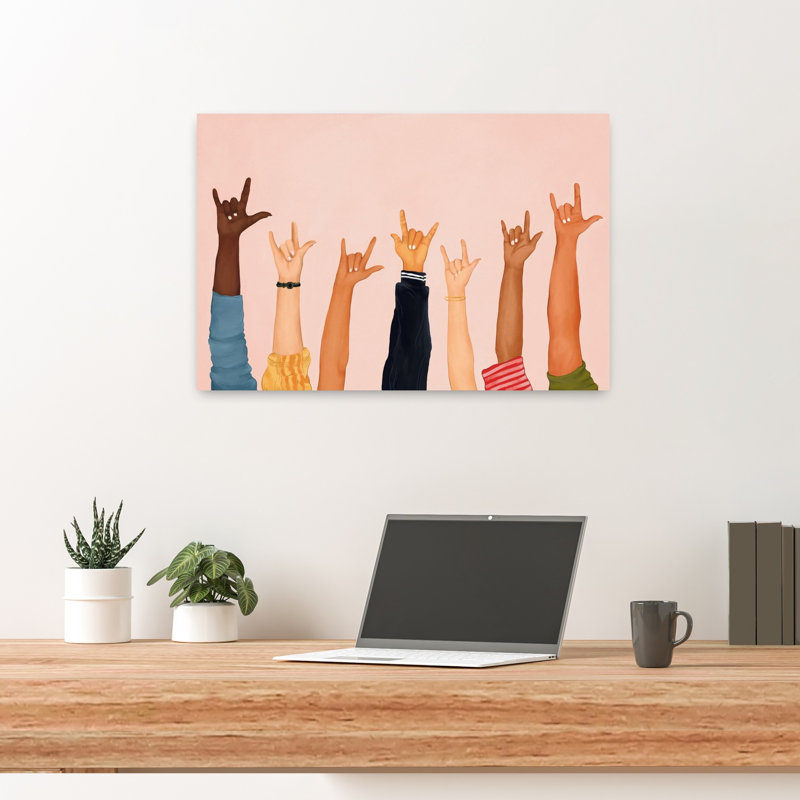 «Diversity in Hands», art contemporain mural paysage contemporain, H 16 po x l 24 po