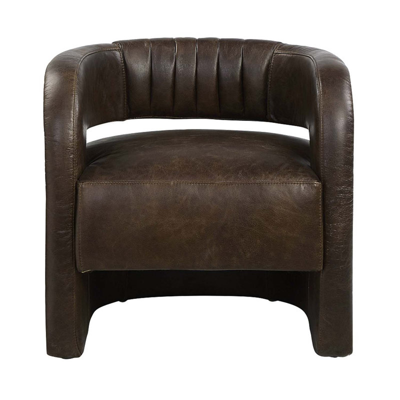 Fauteuil d'appoint Feyre, cuir fleur espresso