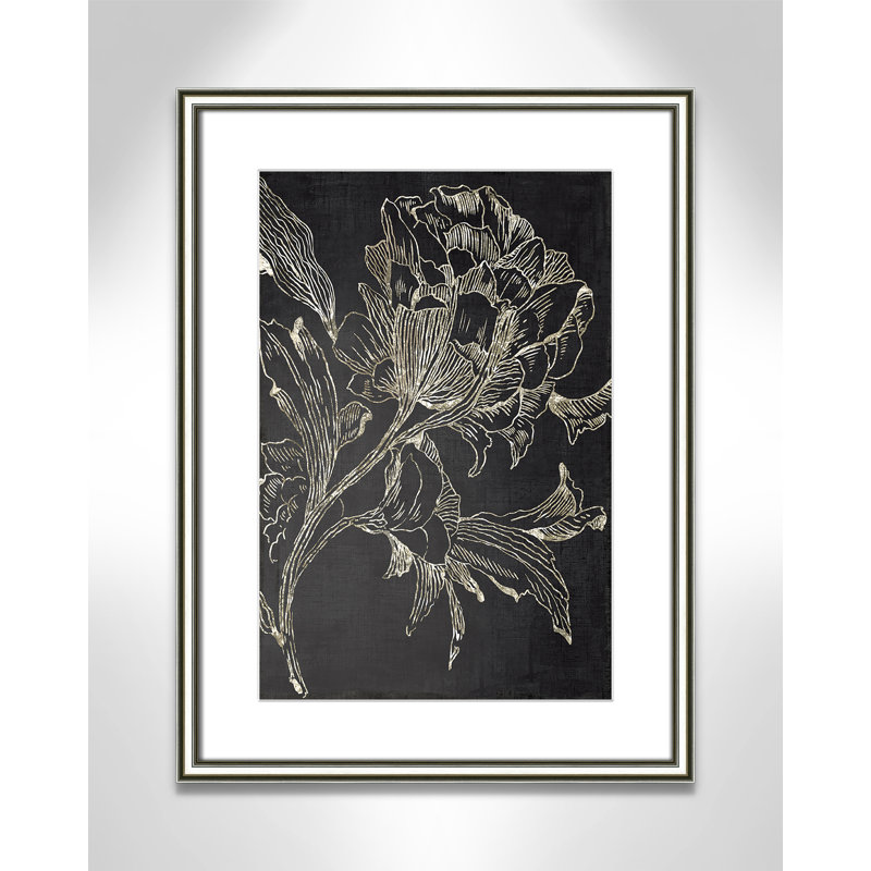 Clarendon Golden Flower Folklore I by Asia Jensen - Picture Frame Graphic Art Print, Silver Framed, 24.25" H x 18.25" W