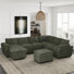 Luna Chenille U-Shaped Sofa Sectional Pull Out Bed Sleeper Livingroom Storage Seat Couch With Ottoman