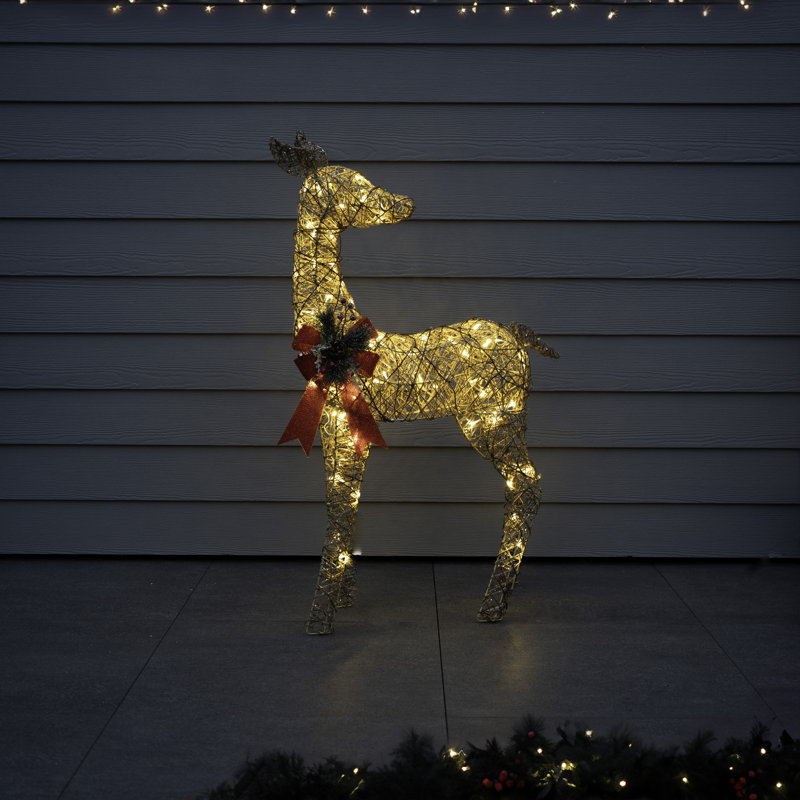 Gold Glitter Reindeer 110cm with 70 LED Lights