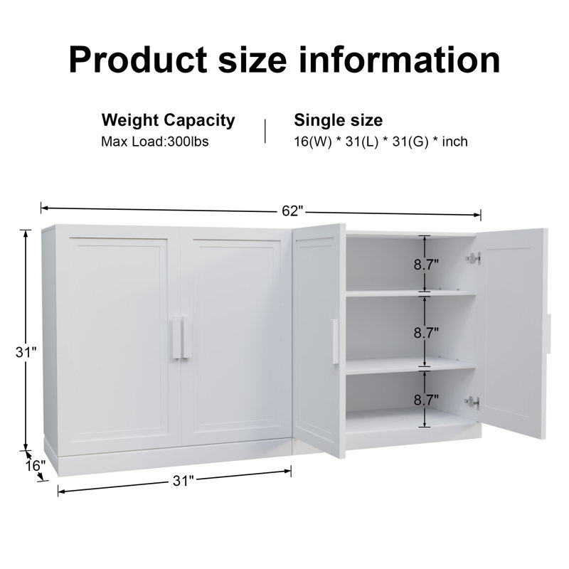 Buffet 31 po H, H 31 po x l 62 po x P 16 po, Blanc