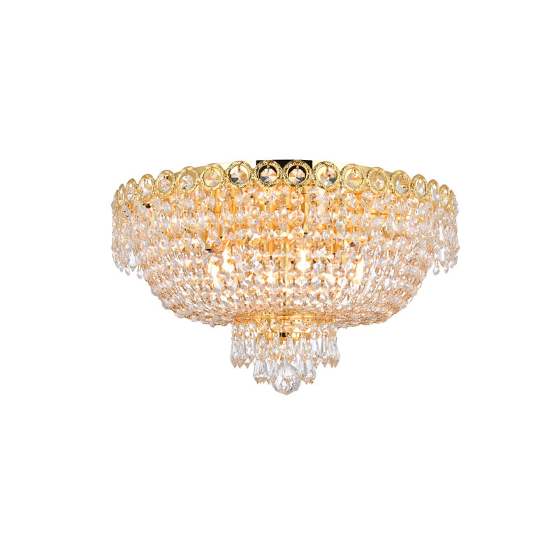Century Century Cristal taillé royal clair, Six lumières, Doré, H 10 po x l 18 po x P 18 po