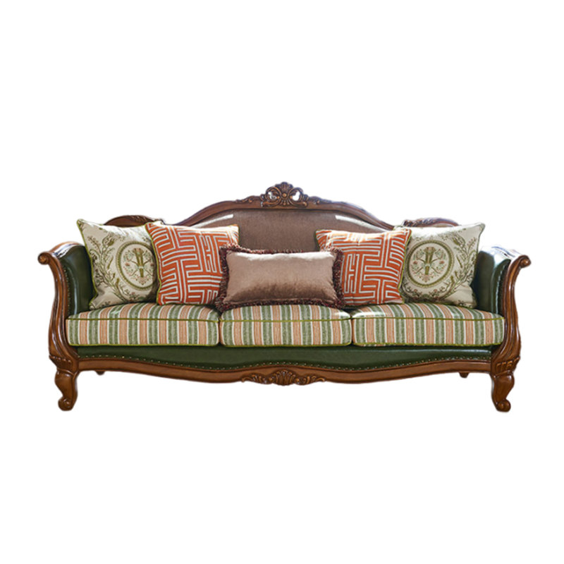 American Style Solid Wood Fabric Sofa Upholstered 94.4'' Sofa
