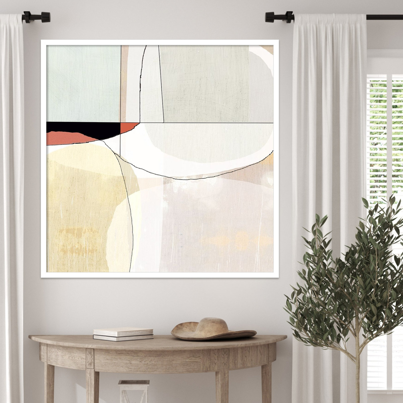 Flagler "Beholder III" Print by Sisa Jasper, 33" H x 33" W, White