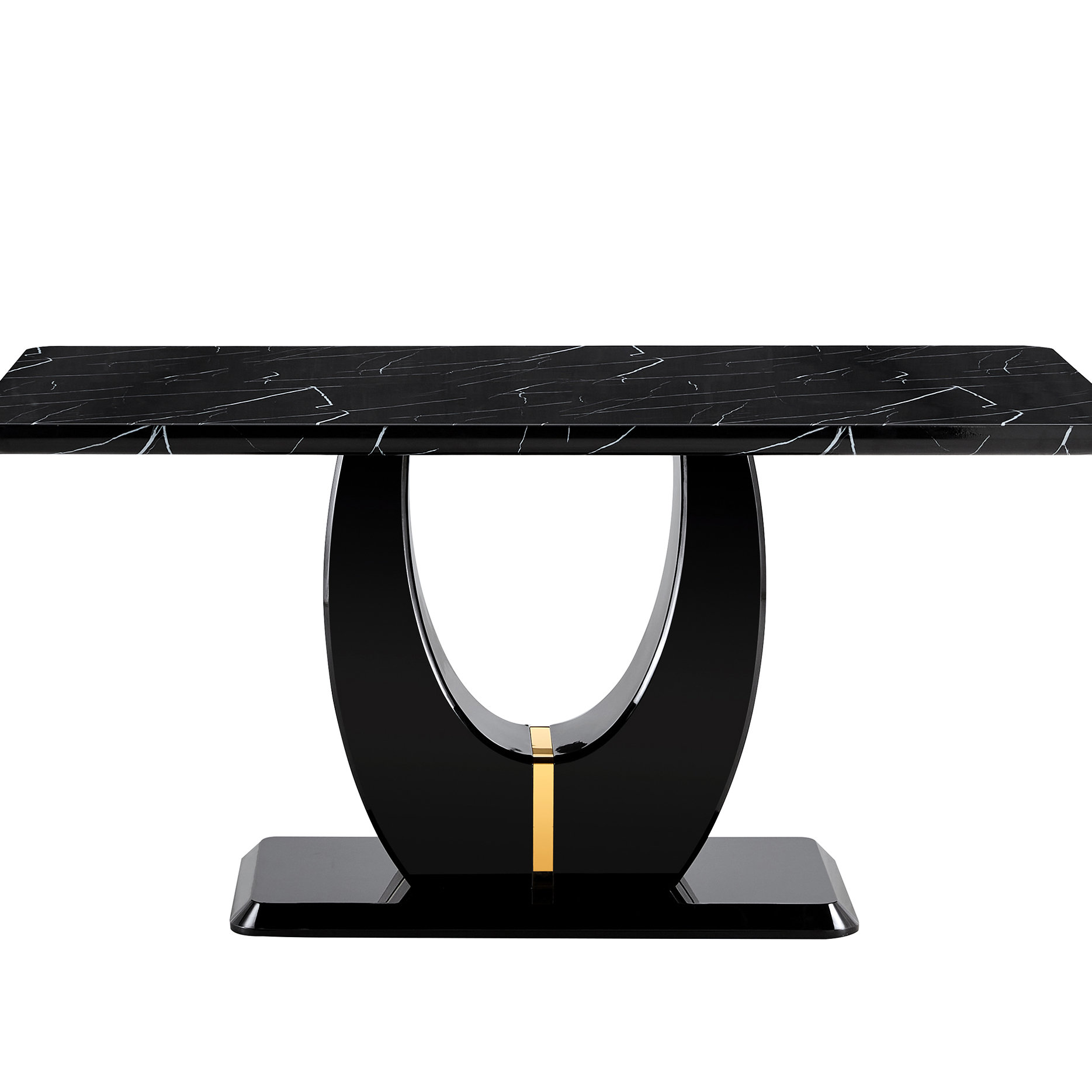 Mercer41 Black Marble Dining Table - Modern Rectangular For Office ...