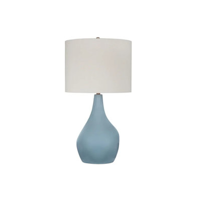 Rawlins Blue Glossy Teardrop Ceramic Table Lamp with Off-White Shade