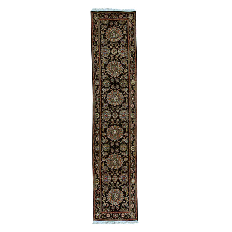 Manchuria Wool Oriental Area Rug in Black/Cream/Olive