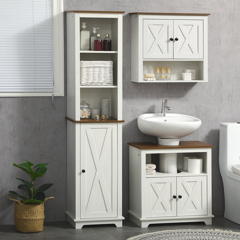 Scothorn Tall Bathroom Cabinet Storage Cupboard with Door, Adjustable Shelves