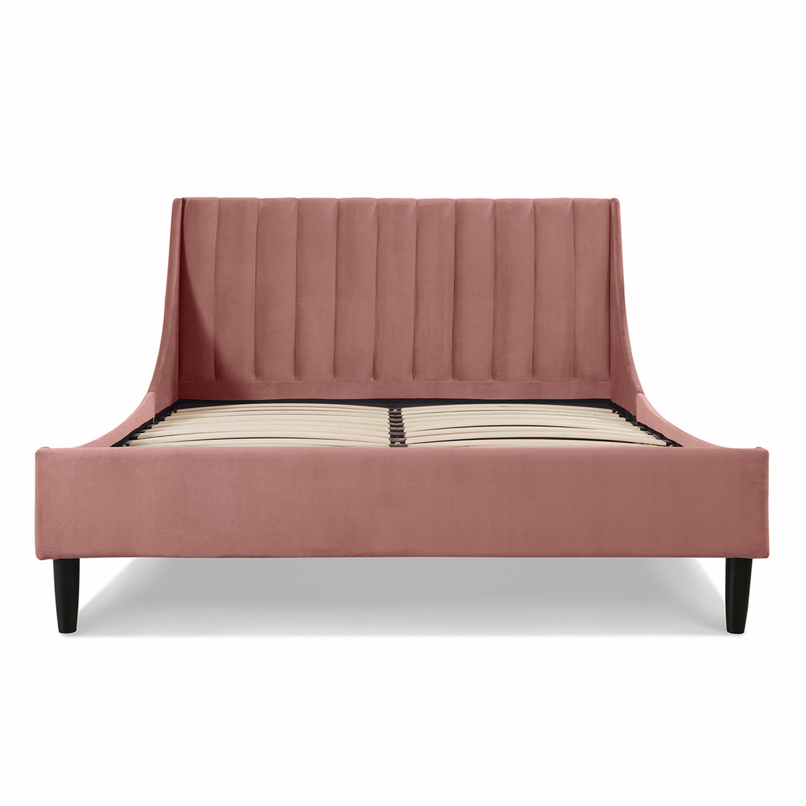 Helaina Upholstered Wingback Bed, King, Ash Rose Velvet