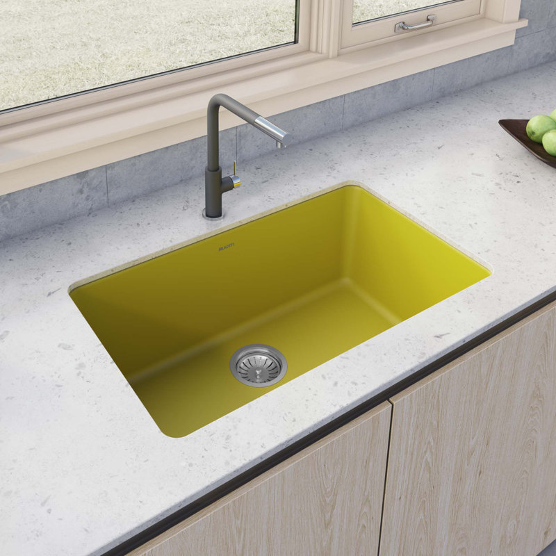 Ruvati 30-inch Fireclay Undermount / Drop-in Topmount Kitchen Sink Single Bowl, Tuscan Yellow