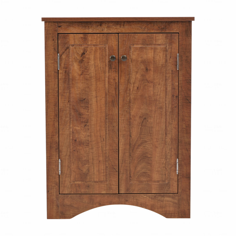 Armoire de rangement triangulaire pour salle de bain avec tablettes réglables, armoire de plancher autoportante, Brun