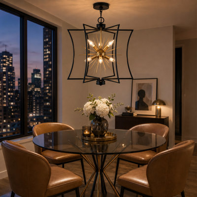 Lustre géométrique moderne Sputnik à 6 lumières Ankidas pour salle à manger