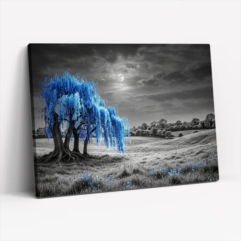 Ensemble de 1 tableau sur toile Arbre bleu, 12"H x 18"W, Wrapped Canvas