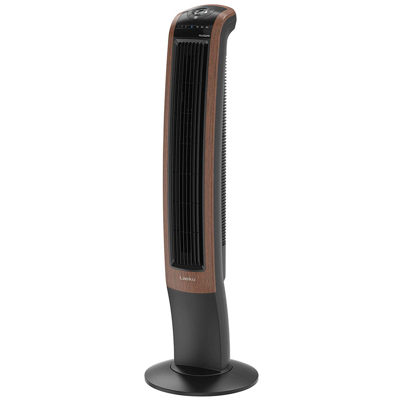 Lasko 42" Wind Curve Woodgrain Electric Slim Standing Tower Fan With Bluetooth