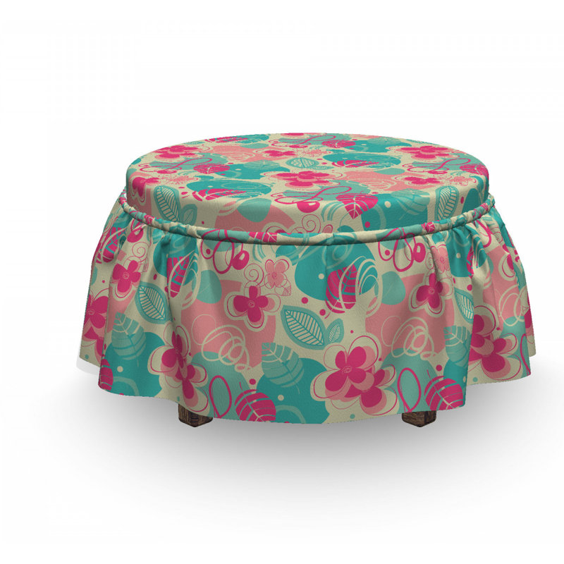 Housse pour repose-pieds feuilles de feuillage doodle