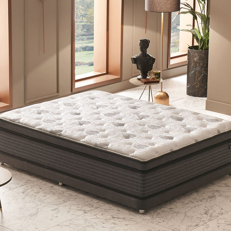 Grand matelas hybride ferme 15 po avec latex naturel, micro-ressorts et ressorts ensachés, confort rafraîchissant de luxe et soutien dorsal ciblé pour soulager la pression
