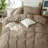 MooMee Lightweight Duvet Cover Set with Zipper Closure 8 Ties 100% Washed Cotton Linen Like Textured Soft Breathable All-Season-109236635-111219964