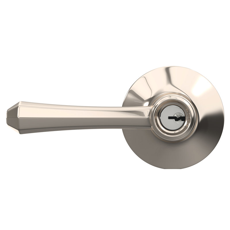 Dempsey Keyed Entry Lever with Plymouth Trim, Yes, Polished Nickel, Keyed Alike