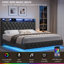 Ensemble de chambre à coucher 3 pièces, lit flottant avec port de charge-729904044-729904045