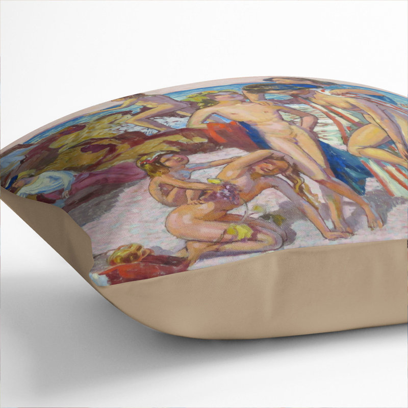 Bacchus and Ariadne Scatter Cushion, 55cm H x 55cm W x 20cm D, Stone