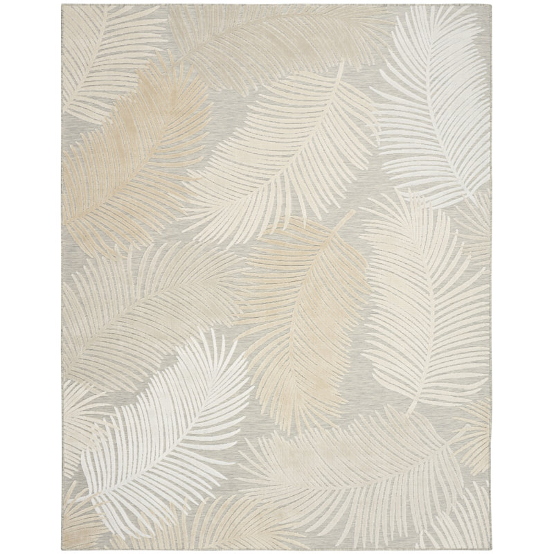 Nourison Suncoast 9' x 12' Grey Tropical Rug, Rectangle 9' x 12', Gray