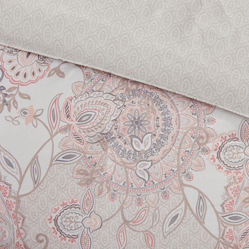 Boho-Chic Blue Floral Cotton King/Cal King Duvet Set