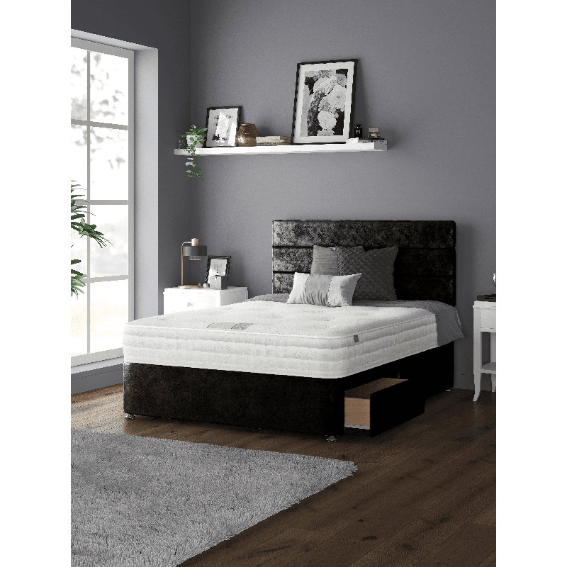 Notus Divan Bed Base, Black, Double (4'6), 2 Foot-end Drawers