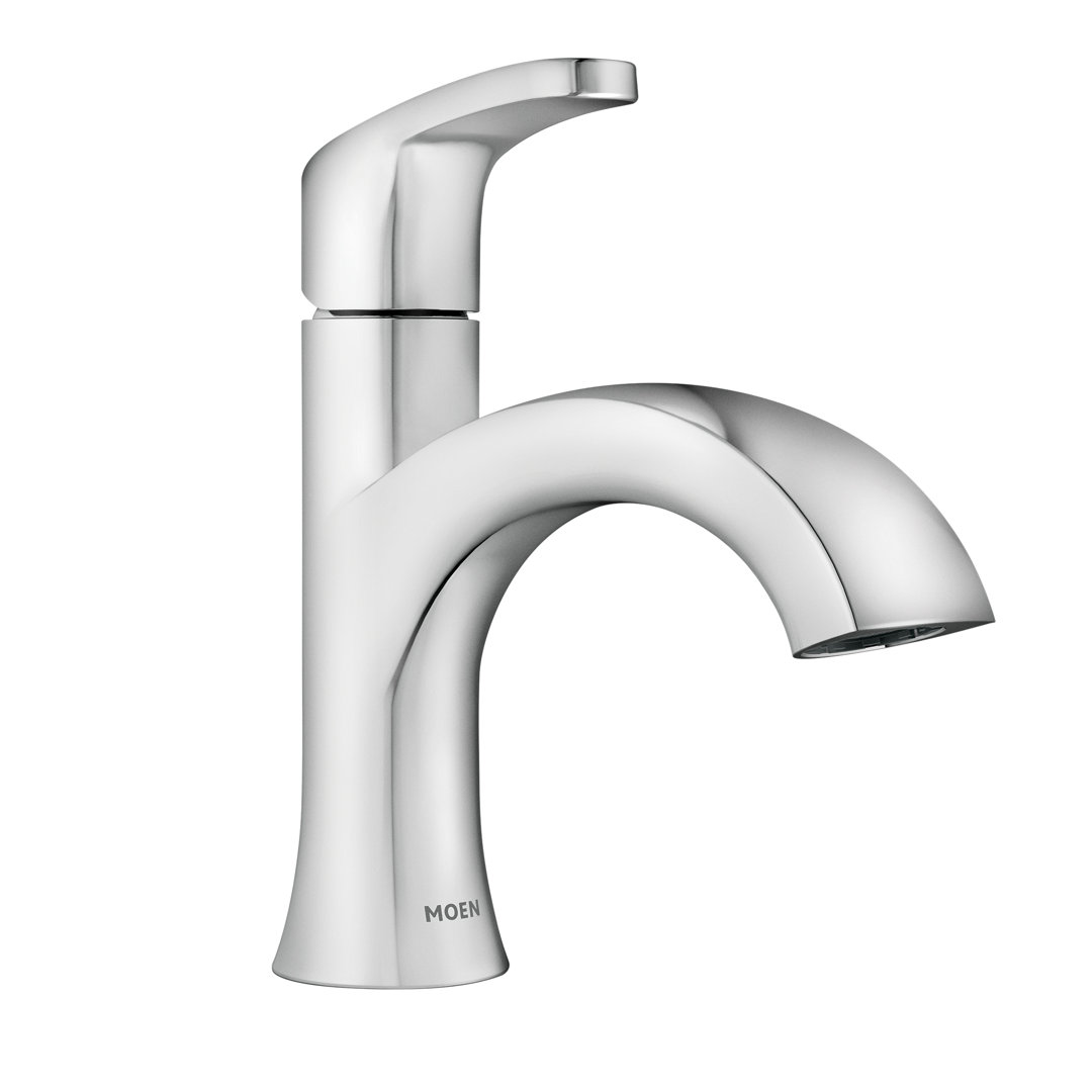 Moen Karis Single Handle Bathroom Faucet with Push Down Drain, Deckplate Included Moen 