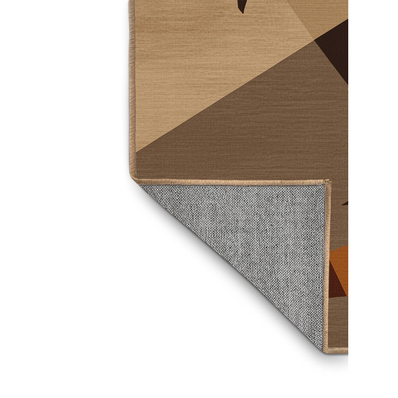 Machine Washable Ozgur Numbat Modern Geometric Rug in Brown – LightBrown Binding, 4x6