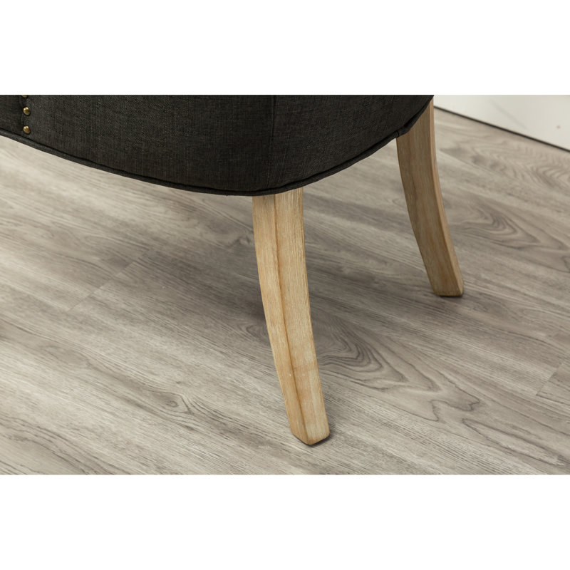 2 pièces de chaises en bois massif à boutons gris anthracite, Gris anthracite