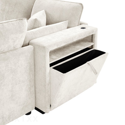 Modern Sectional Sofa Modular Sofa 93.7" U-Shaped Sofa Couch Sofa Bed L-Shaped Sofa With A Movable Ottoman, Storage Armrests And Usb Ports, Beige