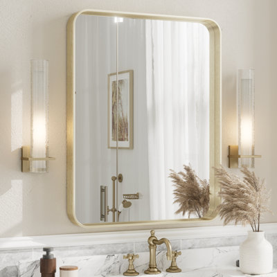 Aevar Tempered Glass and Aluminum Alloy Framed French Cleat Mounted Wall Mirror