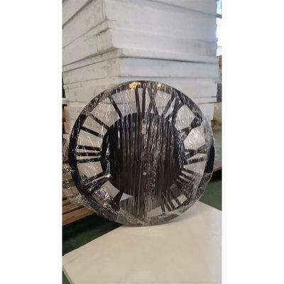 Grande horloge murale 24 po, miroir en miroir pour décor de salon, grande horloge murale moderne argentée, aiguille des heures et des minutes, à piles