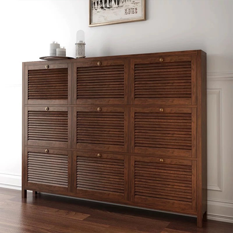 Walnut Solid Wood Shoe Storage Bench