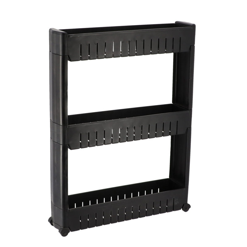 3 Tier Slim Rolling Storage Multi Purpose Laundry Cart 3-Tier, Black