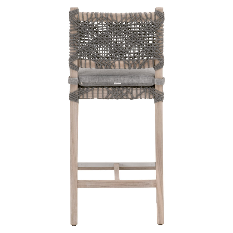 Dove Gray Teak and Rope Outdoor Counter Stool