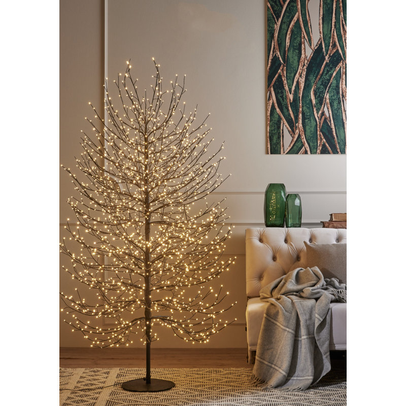 Bouleau avec lumières DEL blanc chaud, H 70,86 po x L 20,8 po x P 20,8 po, Noir