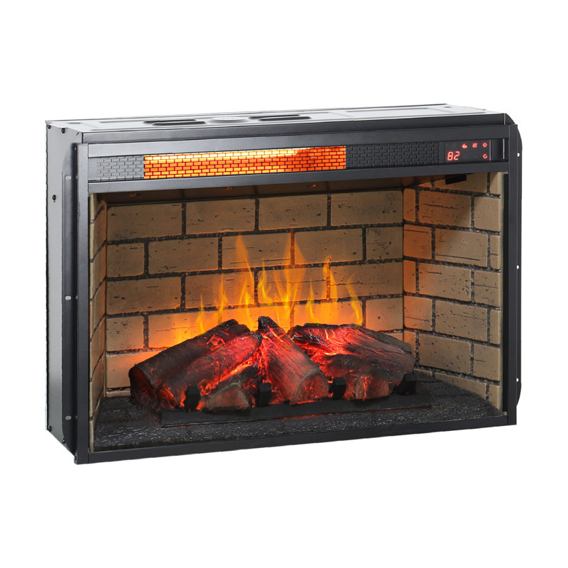 Foyer à quartz 26 pouces à infrarouge - Édition Woodlog avec brique, 1 500 W de chaleur, 4 réglages de luminosité de la flamme, génération de style 26 po, flammes réglables,