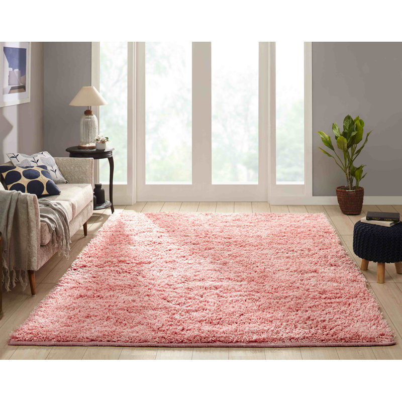 Tapis rosé fait à la main Mecosta, 87 po x 111 po