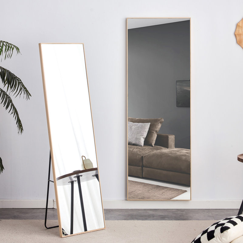 The3rd Generation Packaging Upgrade Includes A Light Oak Solid Wood Frame Full Length Mirror, Dressing Mirror