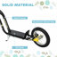 Scooters pour enfants avec acier noir et caoutchouc et 47,2 x 22,8 x 33,5 po, conception réglable pour l'espace extérieur