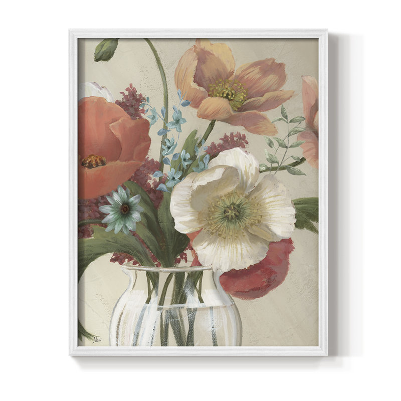 «Poppy Time I», reproduction encadrée - bois massif, H 15 po x l 12 po, Blanc