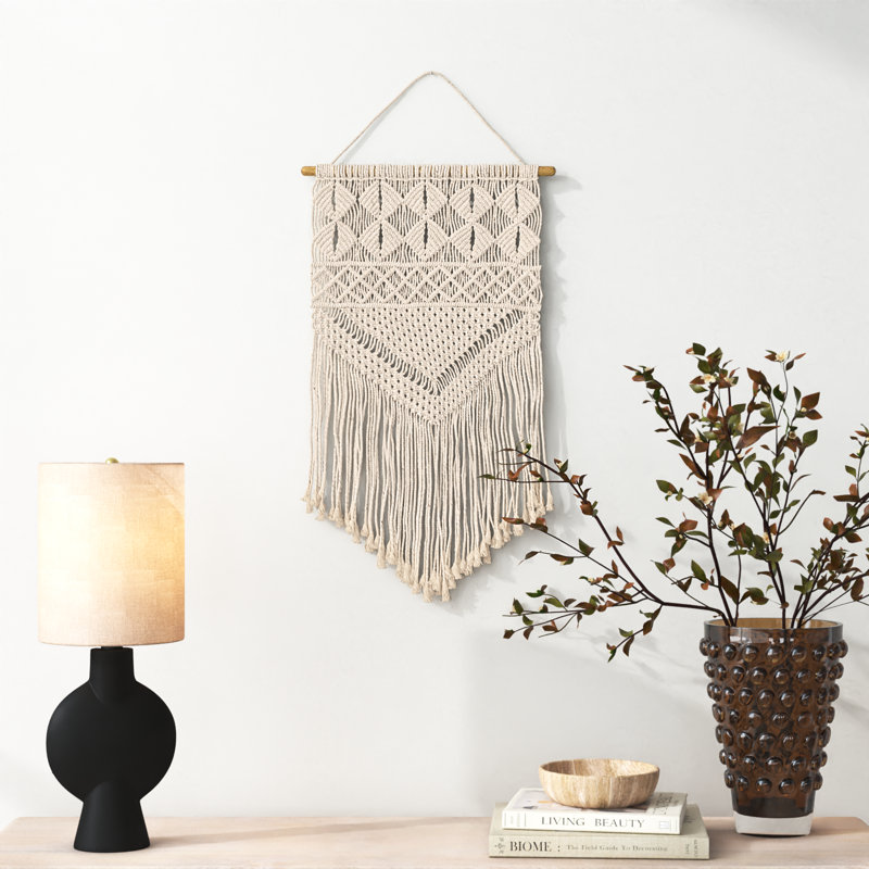 Cotton Hand Woven Tiered Wall Hanging, 60" H x 29" W