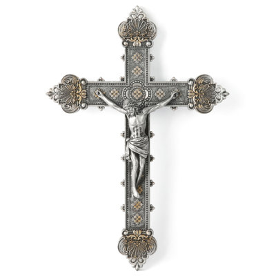 Croix murale Catholique, 12 po, Jésus-Christ, décoration intérieure religieuse, (argent)